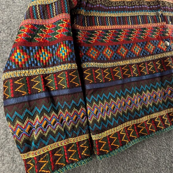 VTG Chicos Design Women Jacket Size 2 Boho Art Bohemian Colorful 90s Lightweight - Picture 4 of 14